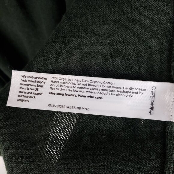 Eileen Fisher Duster Cardigan Olive Green Linen Cotton Open Front Size Medium - Picture 4 of 5
